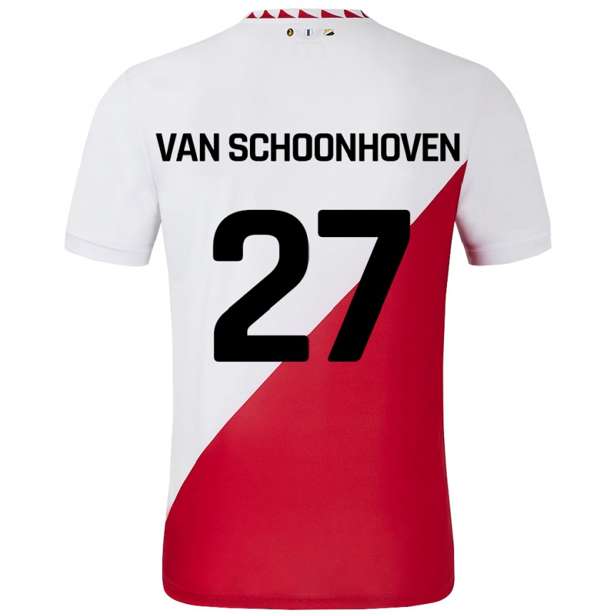 Herren Fußball Nurija Van Schoonhoven #27 Weiß Rot Heimtrikot Trikot 2024/25 T-Shirt Luxemburg