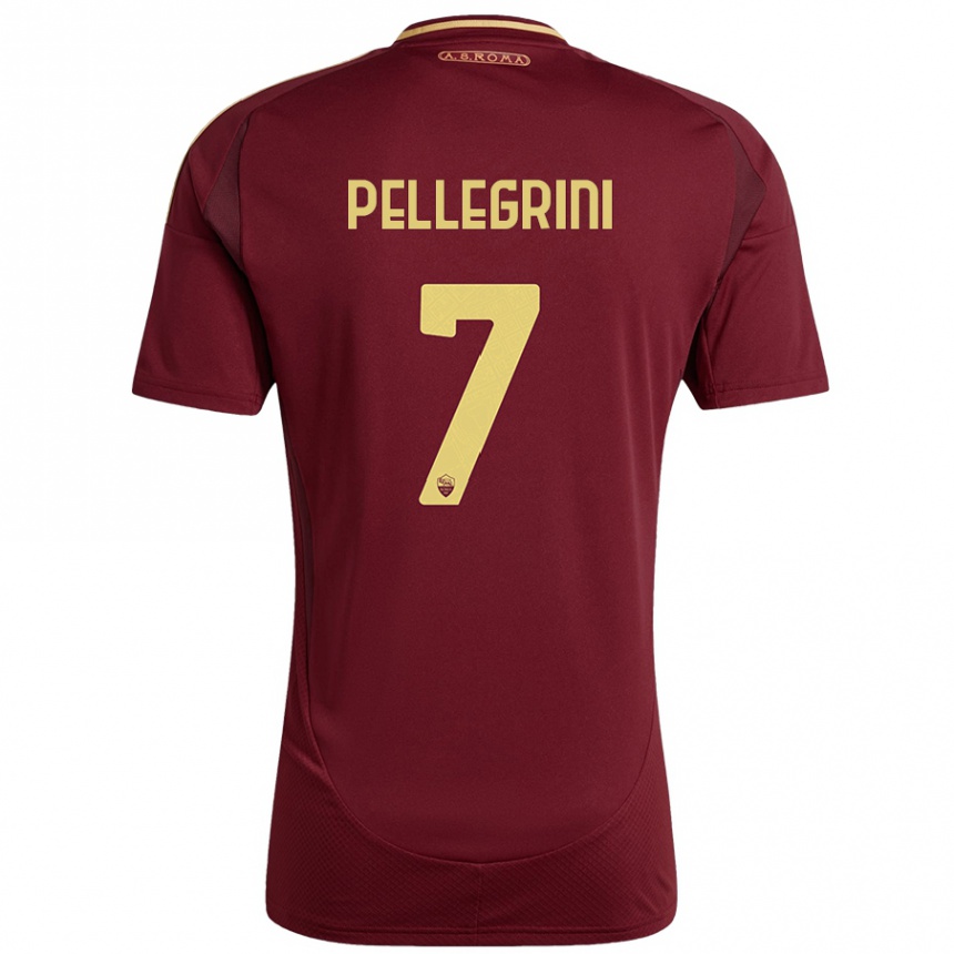 Herren Fußball Lorenzo Pellegrini #7 Rot Braun Gold Heimtrikot Trikot 2024/25 T-Shirt Luxemburg