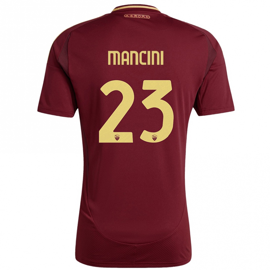 Herren Fußball Gianluca Mancini #23 Rot Braun Gold Heimtrikot Trikot 2024/25 T-Shirt Luxemburg