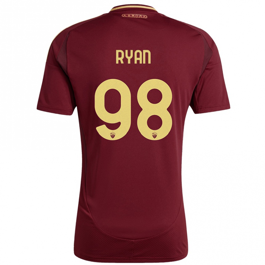 Herren Fußball Mathew Ryan #98 Rot Braun Gold Heimtrikot Trikot 2024/25 T-Shirt Luxemburg