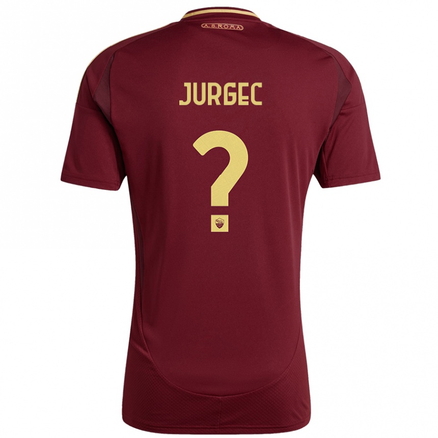 Herren Fußball Jan Jurgec #0 Rot Braun Gold Heimtrikot Trikot 2024/25 T-Shirt Luxemburg