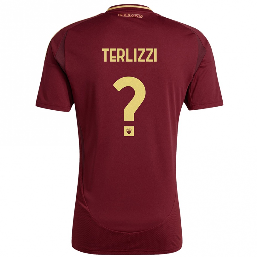 Herren Fußball Federico Terlizzi #0 Rot Braun Gold Heimtrikot Trikot 2024/25 T-Shirt Luxemburg