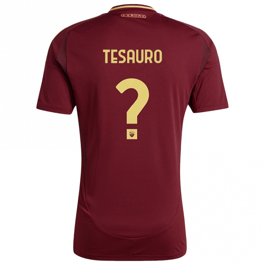 Herren Fußball Emanuele Tesauro #0 Rot Braun Gold Heimtrikot Trikot 2024/25 T-Shirt Luxemburg