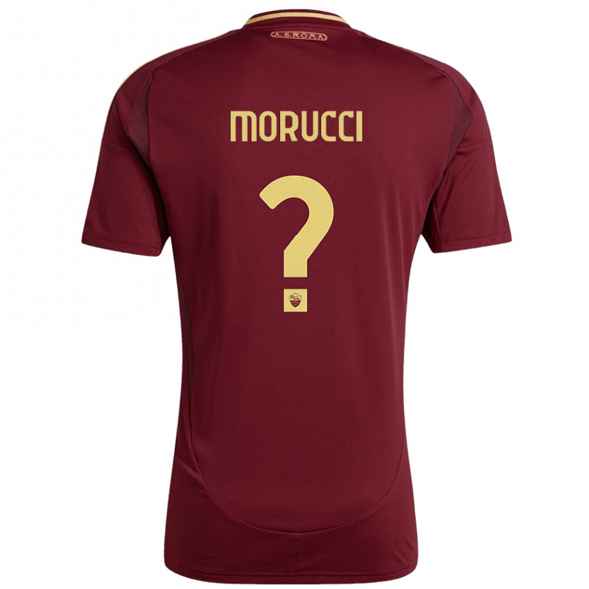 Herren Fußball Edoardo Morucci #0 Rot Braun Gold Heimtrikot Trikot 2024/25 T-Shirt Luxemburg