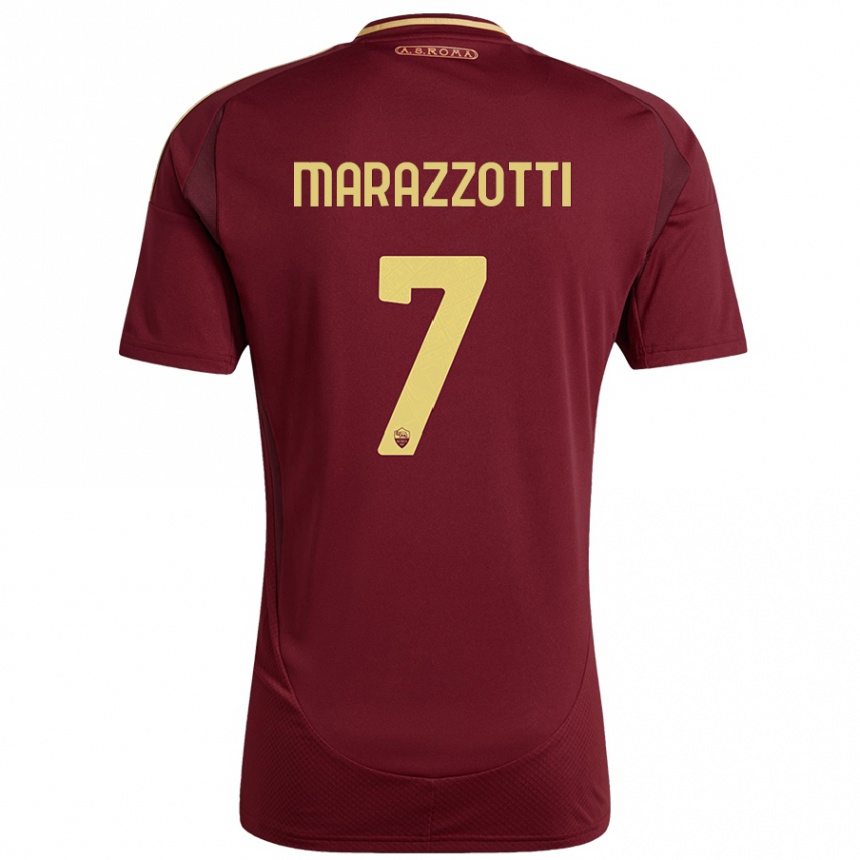 Herren Fußball Fabrizio Marazzotti #7 Rot Braun Gold Heimtrikot Trikot 2024/25 T-Shirt Luxemburg