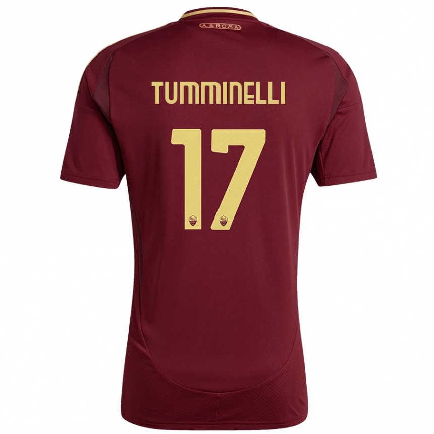 Herren Fußball Gianmarco Tumminelli #17 Rot Braun Gold Heimtrikot Trikot 2024/25 T-Shirt Luxemburg