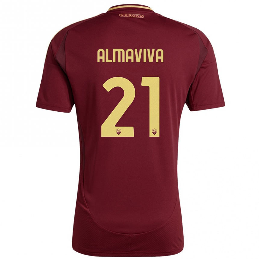 Herren Fußball Mattia Almaviva #21 Rot Braun Gold Heimtrikot Trikot 2024/25 T-Shirt Luxemburg