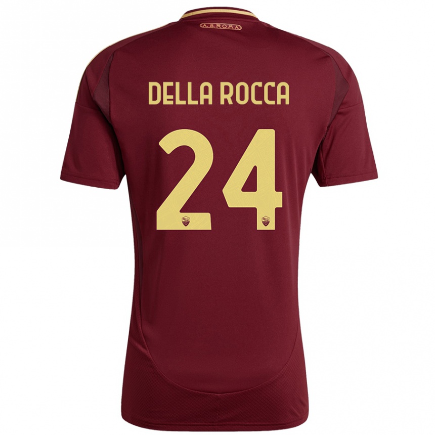 Herren Fußball Mattia Della Rocca #24 Rot Braun Gold Heimtrikot Trikot 2024/25 T-Shirt Luxemburg