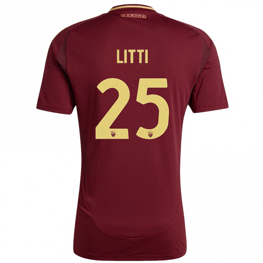 Herren Fußball Marco Litti #25 Rot Braun Gold Heimtrikot Trikot 2024/25 T-Shirt Luxemburg