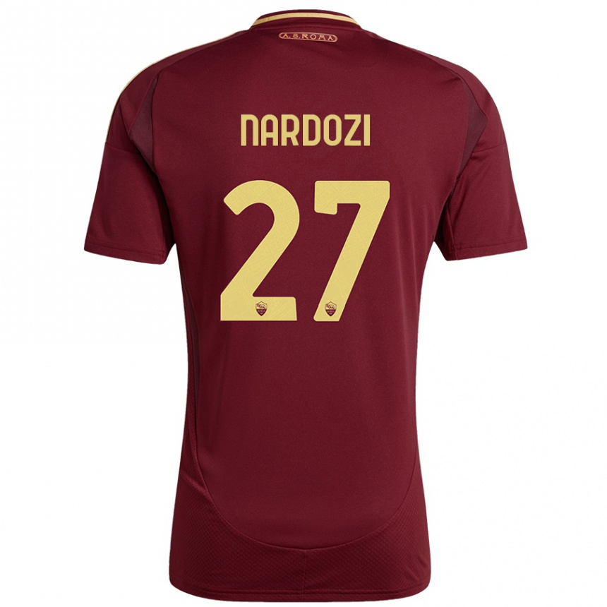 Herren Fußball Manuel Nardozi #27 Rot Braun Gold Heimtrikot Trikot 2024/25 T-Shirt Luxemburg