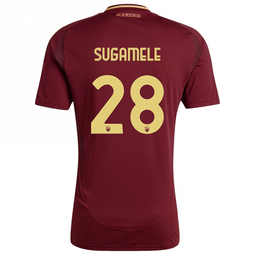 Herren Fußball Alessandro Sugamele #28 Rot Braun Gold Heimtrikot Trikot 2024/25 T-Shirt Luxemburg