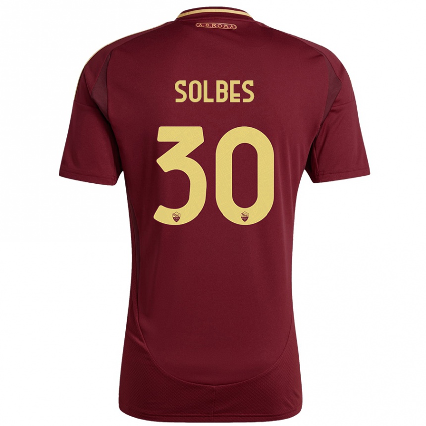 Herren Fußball Ricardo Solbes #30 Rot Braun Gold Heimtrikot Trikot 2024/25 T-Shirt Luxemburg