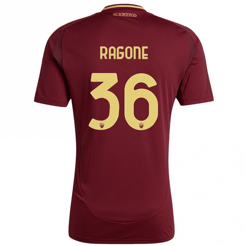 Herren Fußball Diego Ragone #36 Rot Braun Gold Heimtrikot Trikot 2024/25 T-Shirt Luxemburg