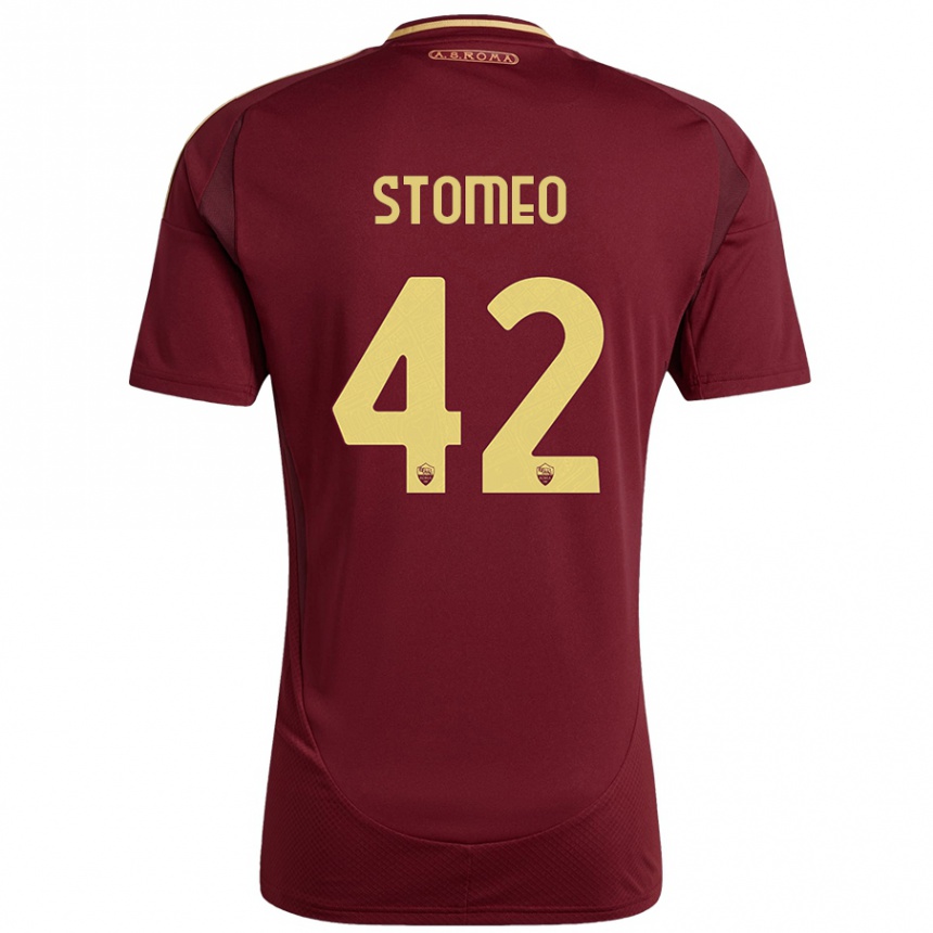 Herren Fußball Giorgio Stomeo #42 Rot Braun Gold Heimtrikot Trikot 2024/25 T-Shirt Luxemburg