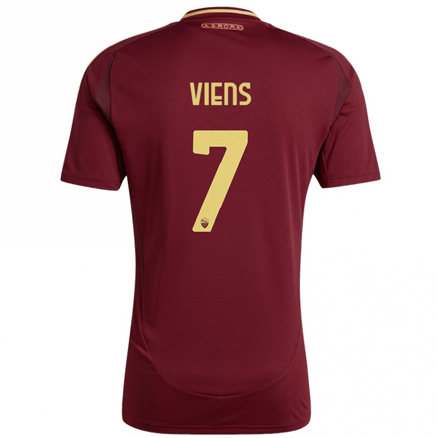 Herren Fußball Evelyne Viens #7 Rot Braun Gold Heimtrikot Trikot 2024/25 T-Shirt Luxemburg