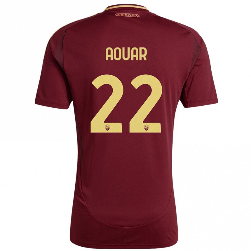 Herren Fußball Houssem Aouar #22 Rot Braun Gold Heimtrikot Trikot 2024/25 T-Shirt Luxemburg