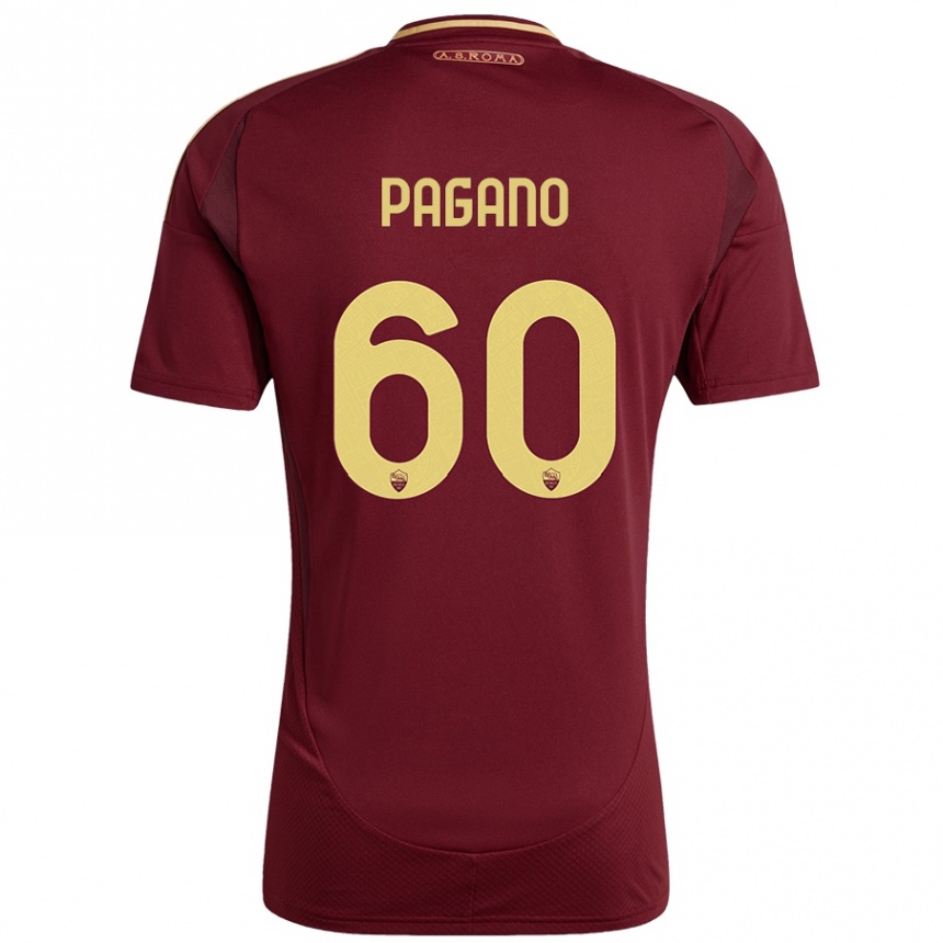 Herren Fußball Riccardo Pagano #60 Rot Braun Gold Heimtrikot Trikot 2024/25 T-Shirt Luxemburg