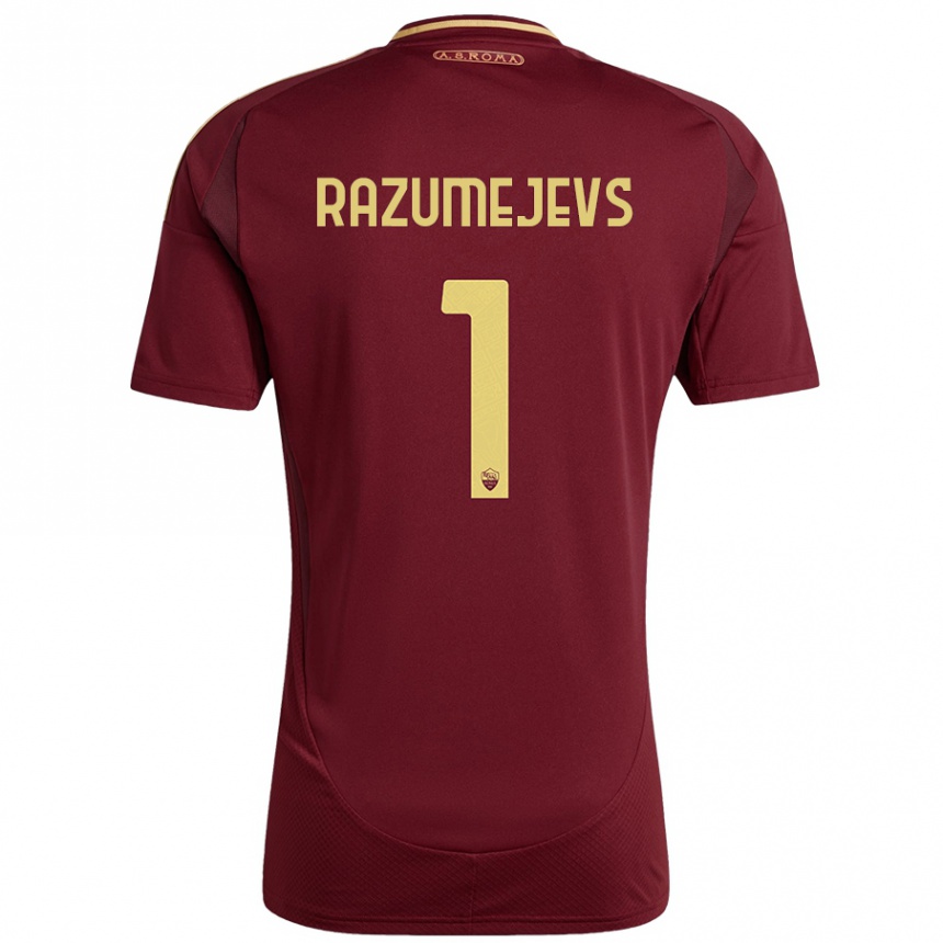 Herren Fußball Vladislavs Razumejevs #1 Rot Braun Gold Heimtrikot Trikot 2024/25 T-Shirt Luxemburg