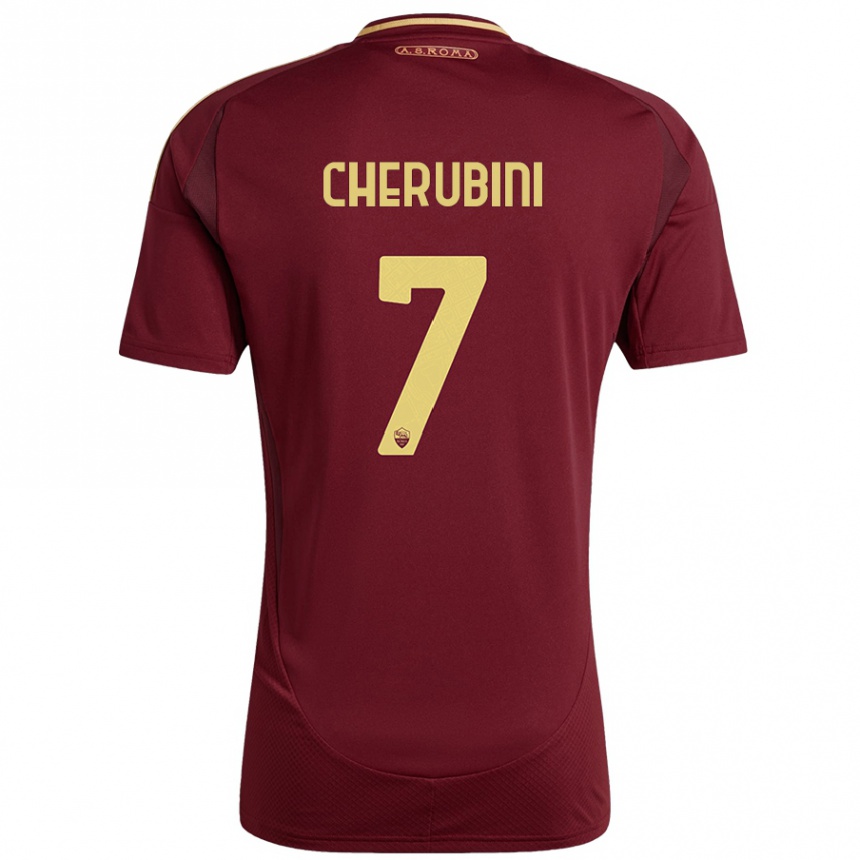 Herren Fußball Luigi Cherubini #7 Rot Braun Gold Heimtrikot Trikot 2024/25 T-Shirt Luxemburg