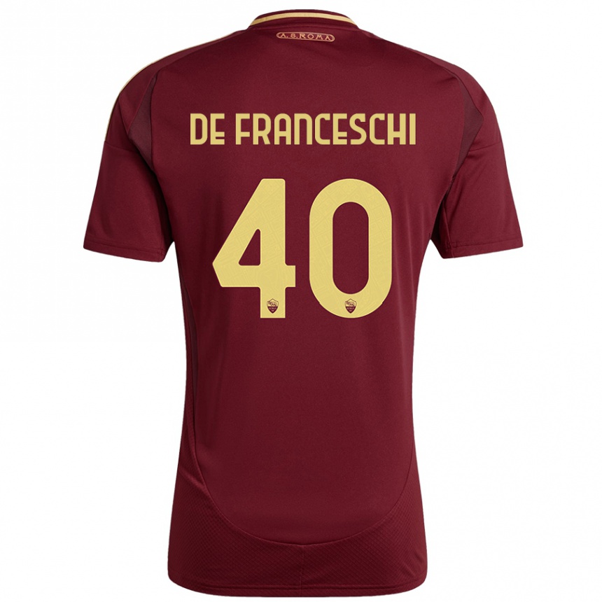 Herren Fußball Leonardo De Franceschi #40 Rot Braun Gold Heimtrikot Trikot 2024/25 T-Shirt Luxemburg