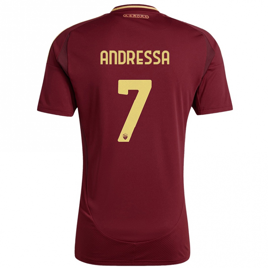 Herren Fußball Andressa #7 Rot Braun Gold Heimtrikot Trikot 2024/25 T-Shirt Luxemburg