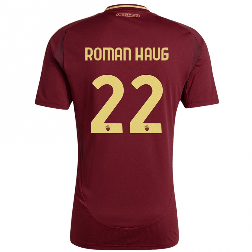 Herren Fußball Sophie Roman Haug #22 Rot Braun Gold Heimtrikot Trikot 2024/25 T-Shirt Luxemburg