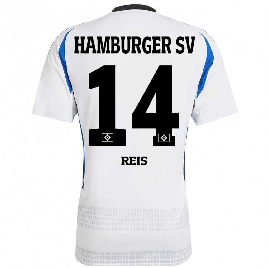 Herren Fußball Ludovit Reis #14 Weiß Blau Heimtrikot Trikot 2024/25 T-Shirt Luxemburg