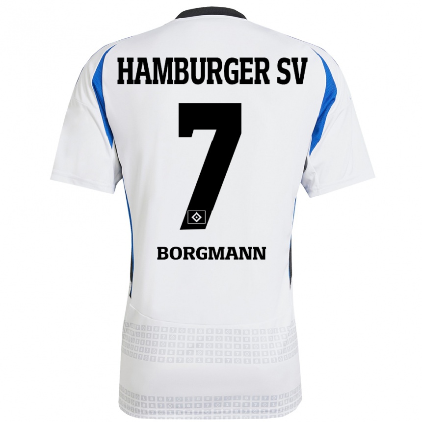 Herren Fußball Marcus Borgmann #7 Weiß Blau Heimtrikot Trikot 2024/25 T-Shirt Luxemburg