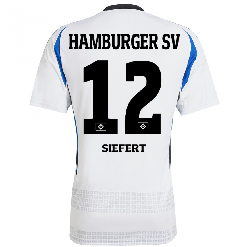 Herren Fußball Louis Siefert #12 Weiß Blau Heimtrikot Trikot 2024/25 T-Shirt Luxemburg