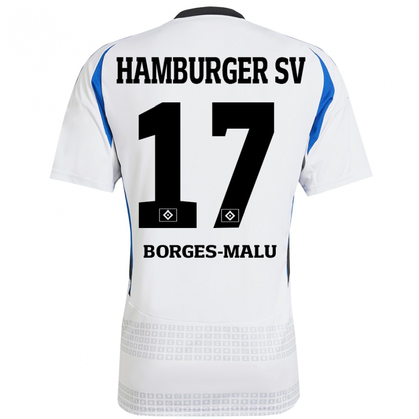 Herren Fußball Louis Borges-Malu #17 Weiß Blau Heimtrikot Trikot 2024/25 T-Shirt Luxemburg