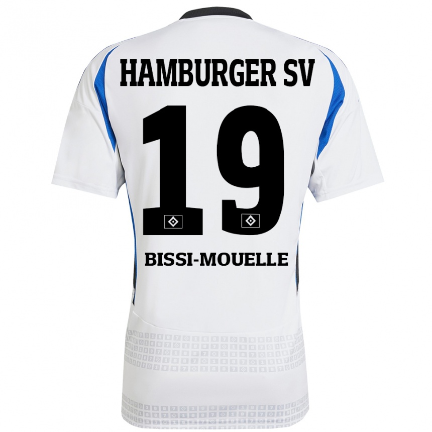 Herren Fußball Jason Bissi-Mouelle #19 Weiß Blau Heimtrikot Trikot 2024/25 T-Shirt Luxemburg