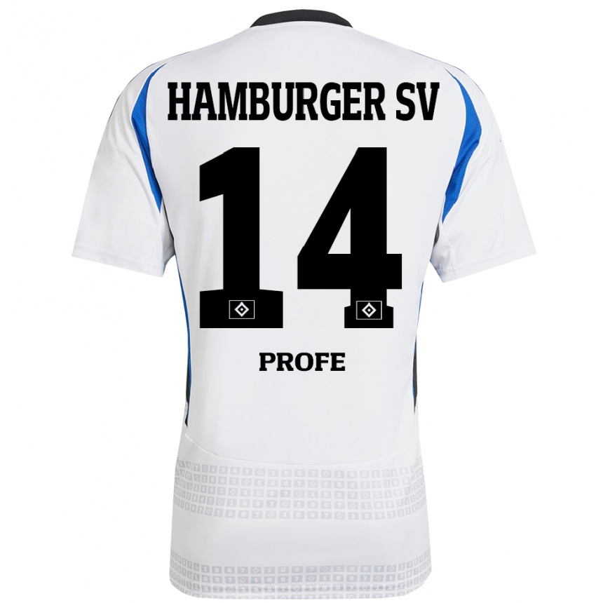 Herren Fußball Sophie Profé #14 Weiß Blau Heimtrikot Trikot 2024/25 T-Shirt Luxemburg