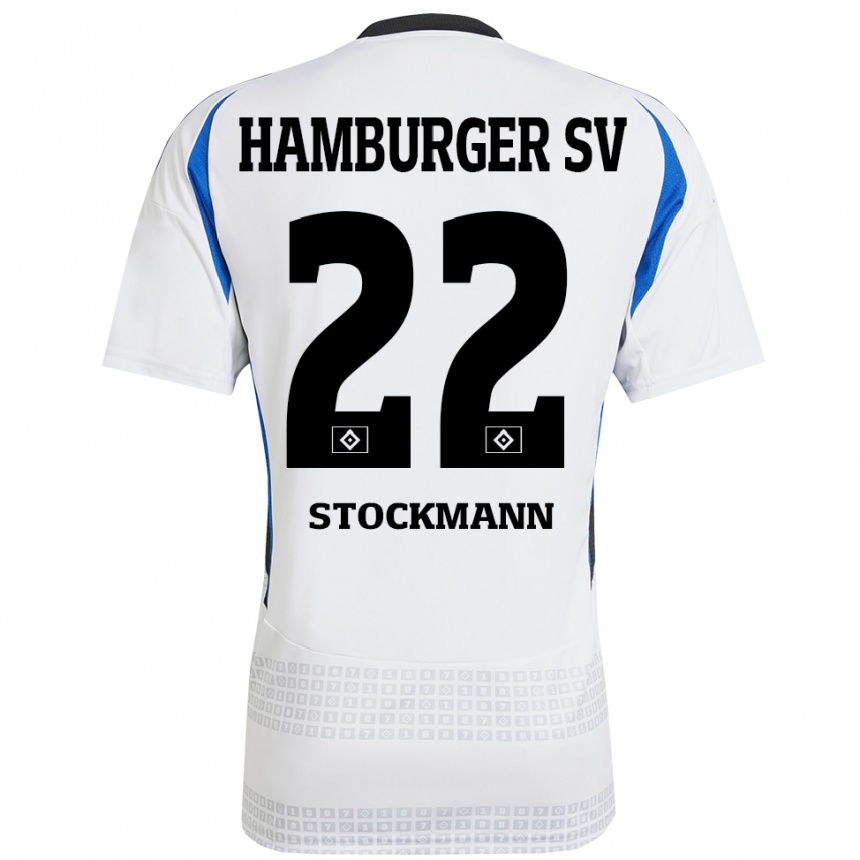 Herren Fußball Sarah Stöckmann #22 Weiß Blau Heimtrikot Trikot 2024/25 T-Shirt Luxemburg