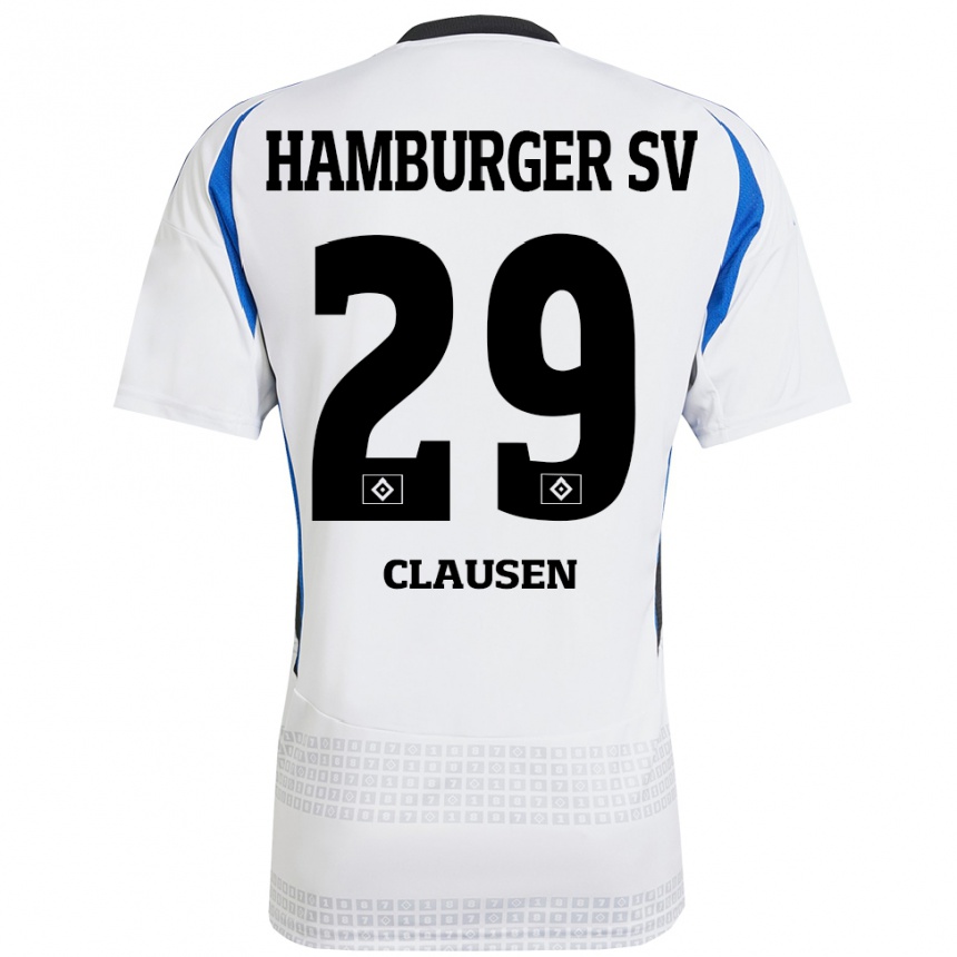 Herren Fußball Lina Clausen #29 Weiß Blau Heimtrikot Trikot 2024/25 T-Shirt Luxemburg