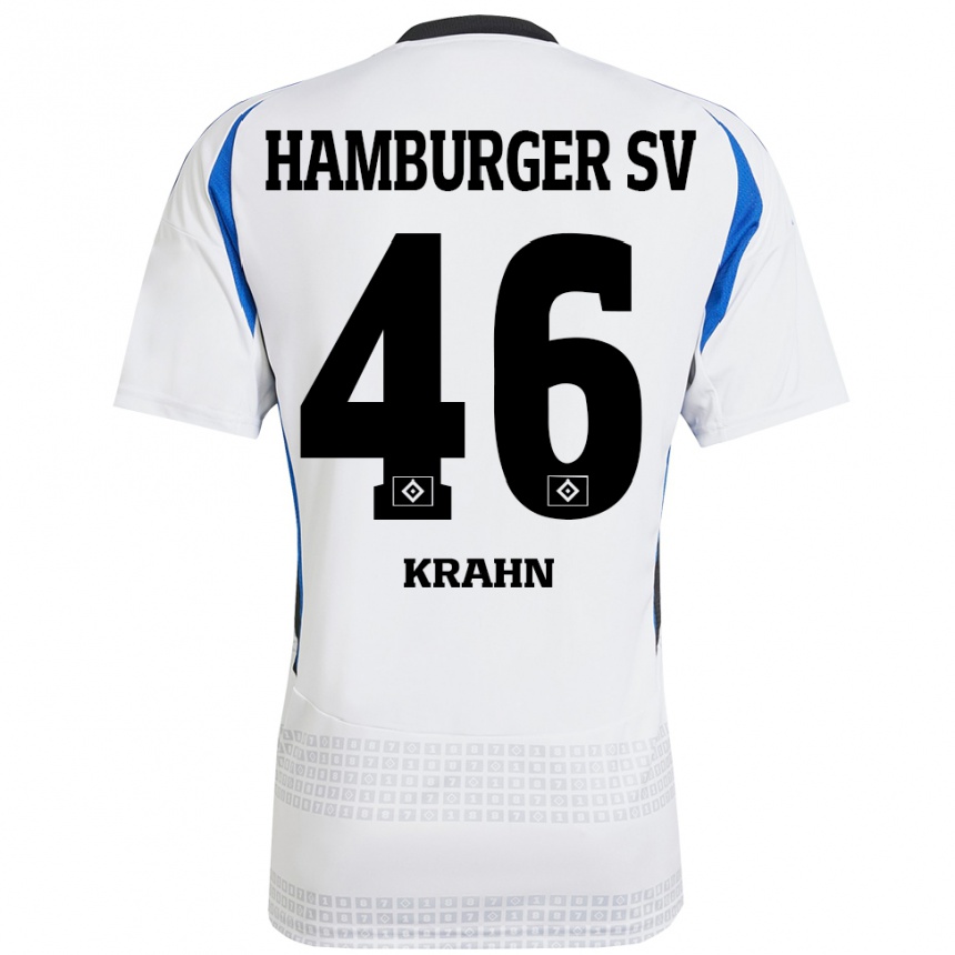 Herren Fußball Elijah Krahn #46 Weiß Blau Heimtrikot Trikot 2024/25 T-Shirt Luxemburg