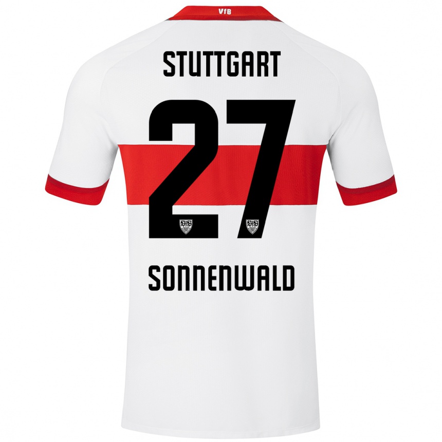 Herren Fußball Lukas Sonnenwald #27 Weiß Rot Heimtrikot Trikot 2024/25 T-Shirt Luxemburg