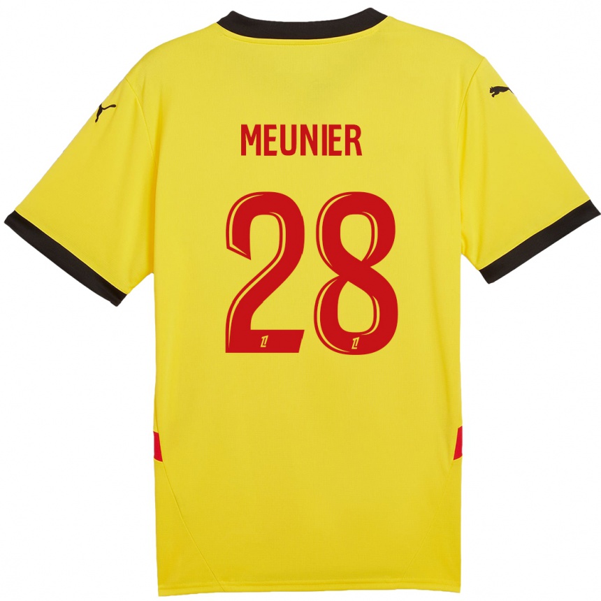 Herren Fußball Jennifer Meunier #28 Gelb Rot Heimtrikot Trikot 2024/25 T-Shirt Luxemburg