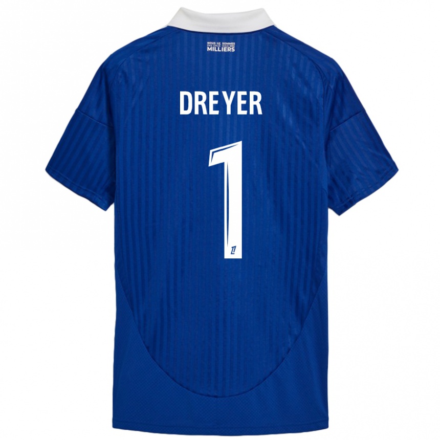 Herren Fußball Matthieu Dreyer #1 Blau Weiß Heimtrikot Trikot 2024/25 T-Shirt Luxemburg