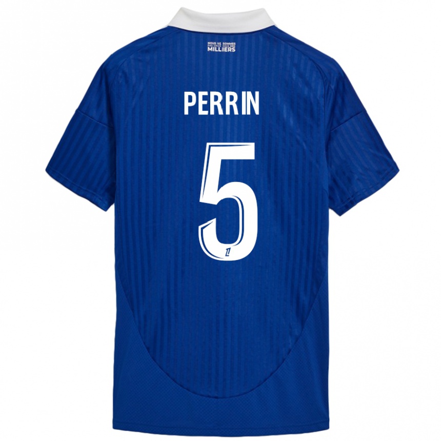 Herren Fußball Lucas Perrin #5 Blau Weiß Heimtrikot Trikot 2024/25 T-Shirt Luxemburg