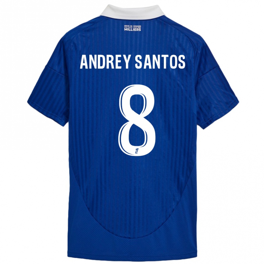 Herren Fußball Andrey Santos #8 Blau Weiß Heimtrikot Trikot 2024/25 T-Shirt Luxemburg