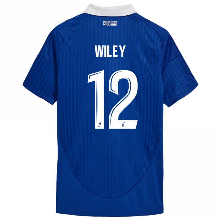 Herren Fußball Caleb Wiley #12 Blau Weiß Heimtrikot Trikot 2024/25 T-Shirt Luxemburg