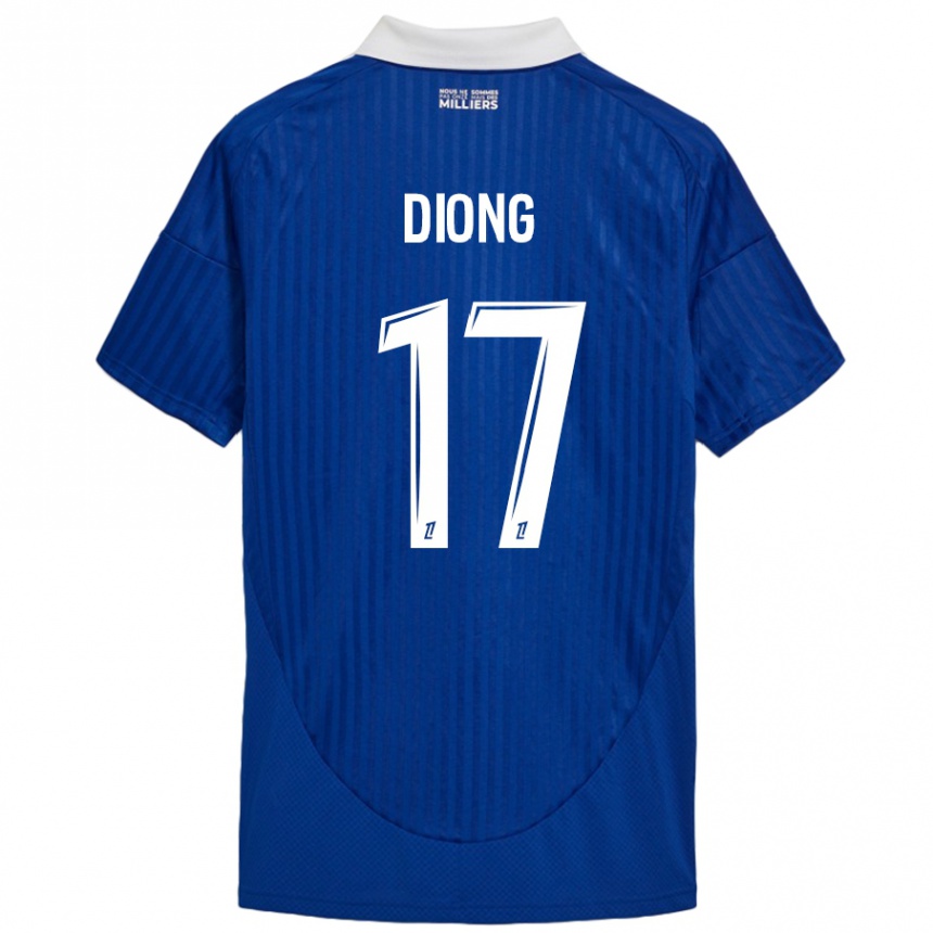 Herren Fußball Pape Diong #17 Blau Weiß Heimtrikot Trikot 2024/25 T-Shirt Luxemburg