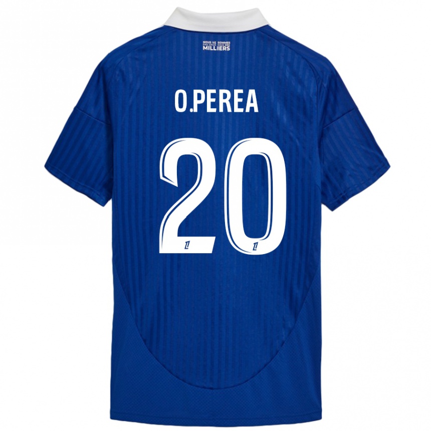 Herren Fußball Óscar Perea #20 Blau Weiß Heimtrikot Trikot 2024/25 T-Shirt Luxemburg