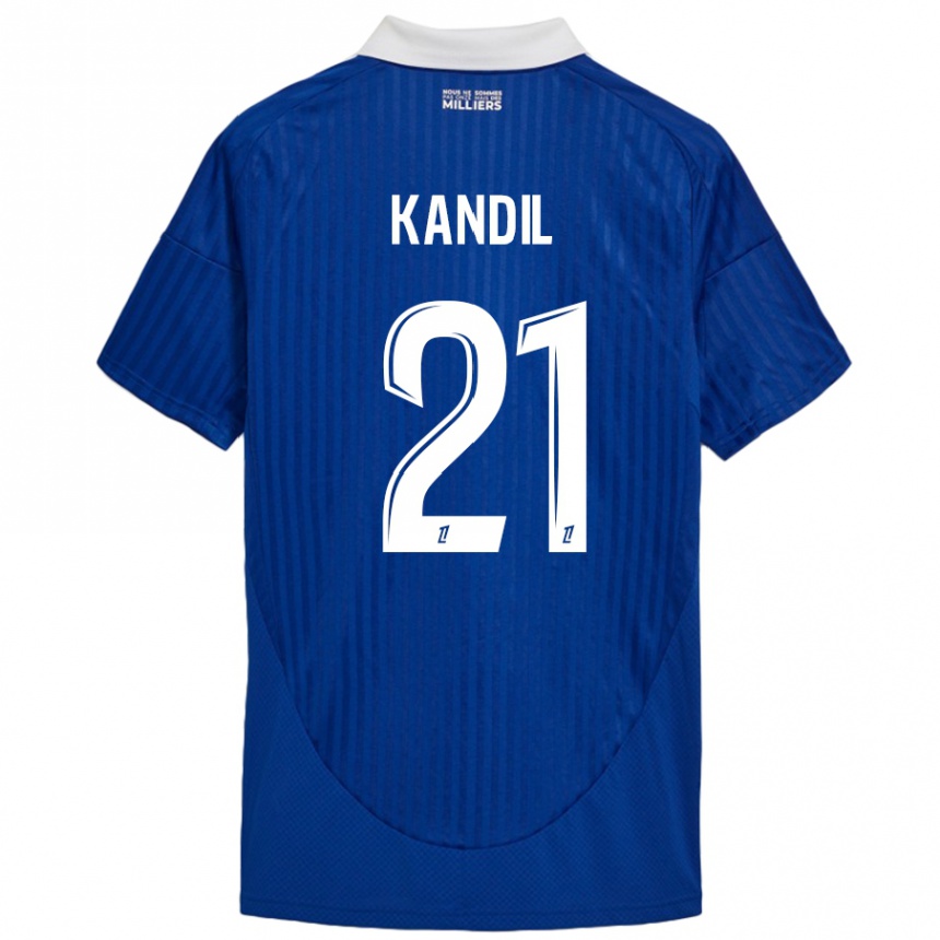 Herren Fußball Nordine Kandil #21 Blau Weiß Heimtrikot Trikot 2024/25 T-Shirt Luxemburg