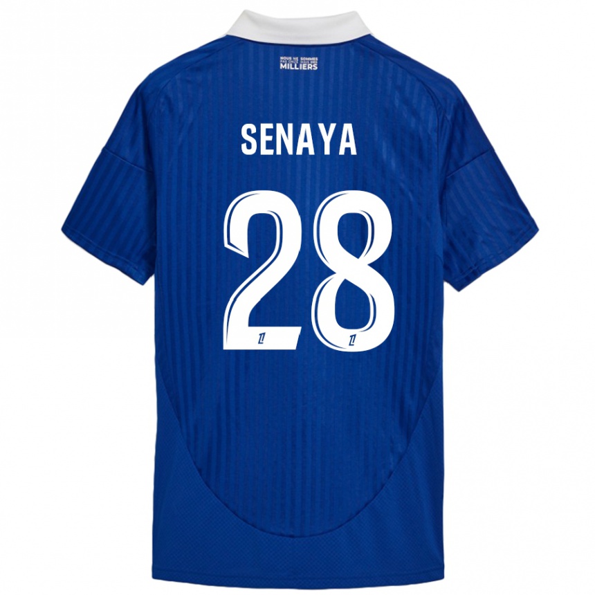 Herren Fußball Marvin Senaya #28 Blau Weiß Heimtrikot Trikot 2024/25 T-Shirt Luxemburg