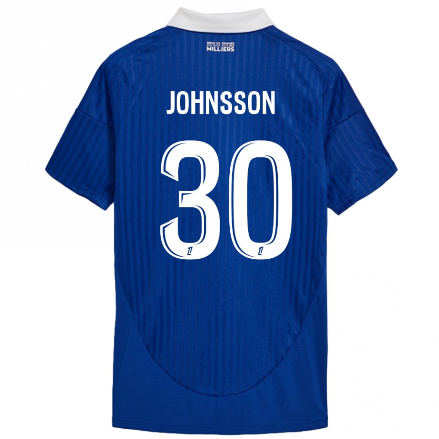 Herren Fußball Karl-Johan Johnsson #30 Blau Weiß Heimtrikot Trikot 2024/25 T-Shirt Luxemburg