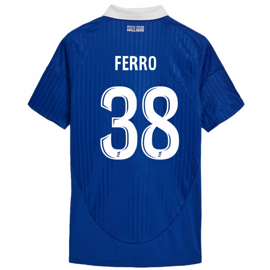 Herren Fußball Nolan Ferro #38 Blau Weiß Heimtrikot Trikot 2024/25 T-Shirt Luxemburg