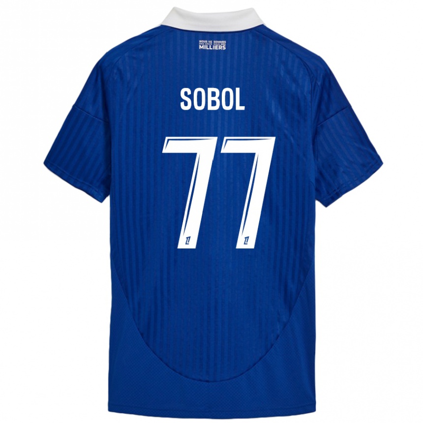 Herren Fußball Eduard Sobol #77 Blau Weiß Heimtrikot Trikot 2024/25 T-Shirt Luxemburg