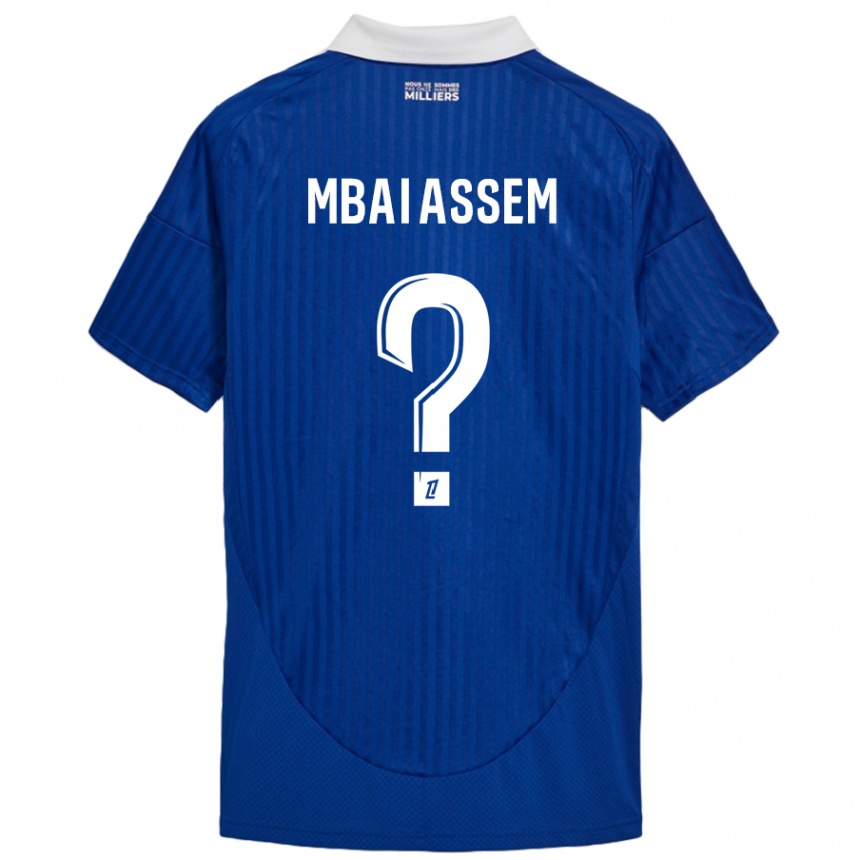 Herren Fußball Chris Mbaï-Assem #0 Blau Weiß Heimtrikot Trikot 2024/25 T-Shirt Luxemburg