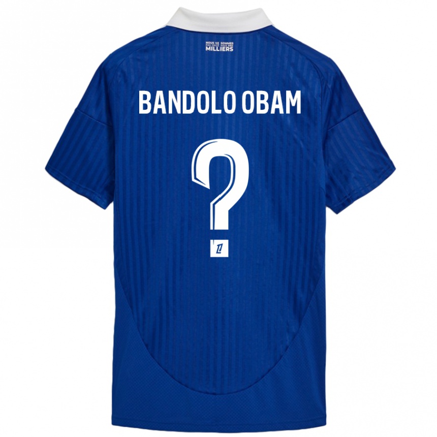 Herren Fußball Randy Bandolo Obam #0 Blau Weiß Heimtrikot Trikot 2024/25 T-Shirt Luxemburg